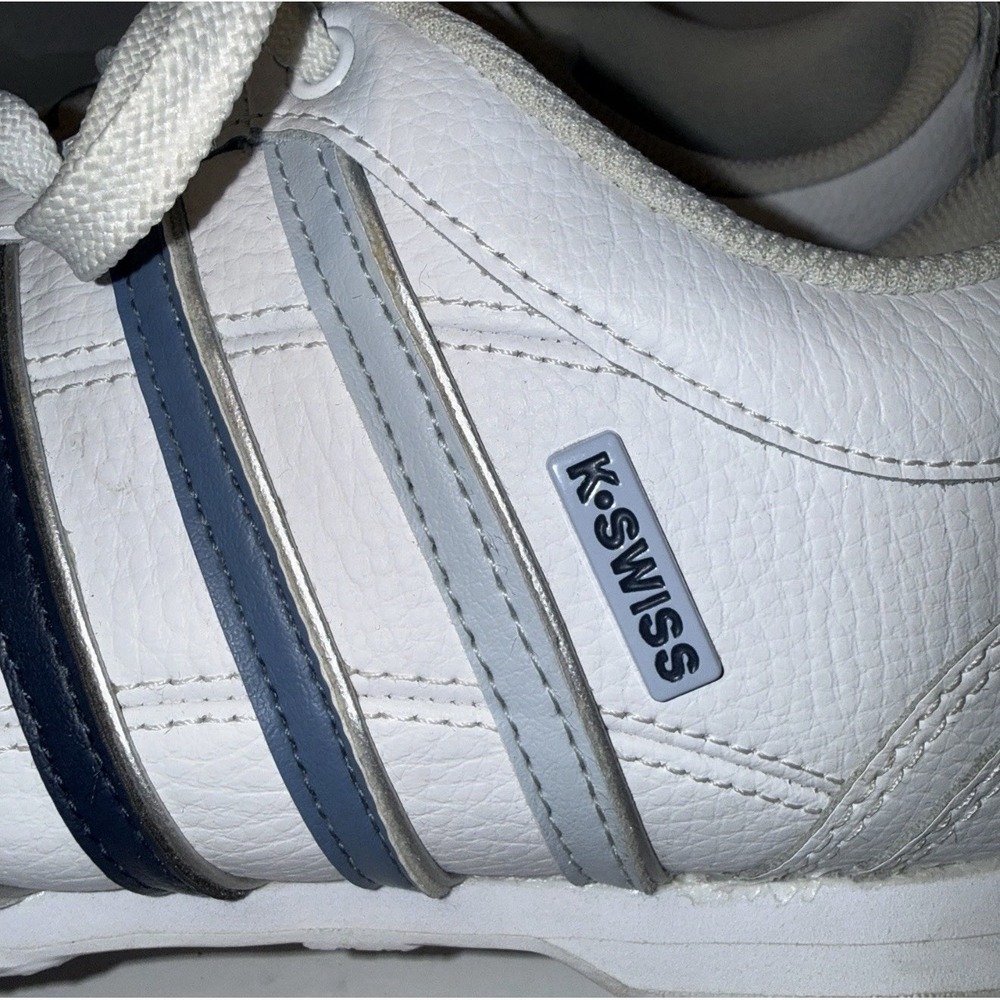 Men's K-Swiss Varsity Classic Low Top Sneakers White/Navy Blue Stripes Size 11.5 - Picture 3 of 7